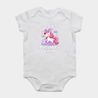 Cute Unicorn Purple Up Military Child Baby Bodysuit